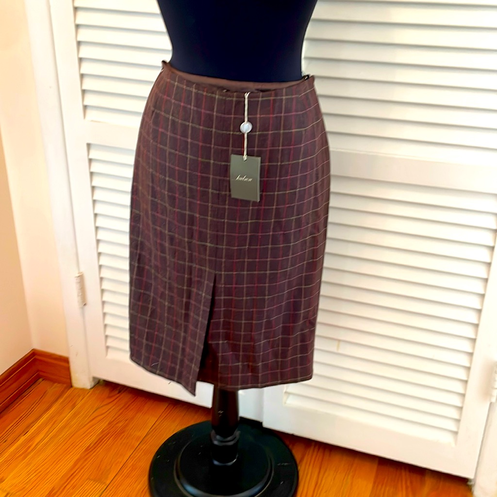 Nwt Kulson Skirt Size 40 Lining Side Zipper Multicolor Brown